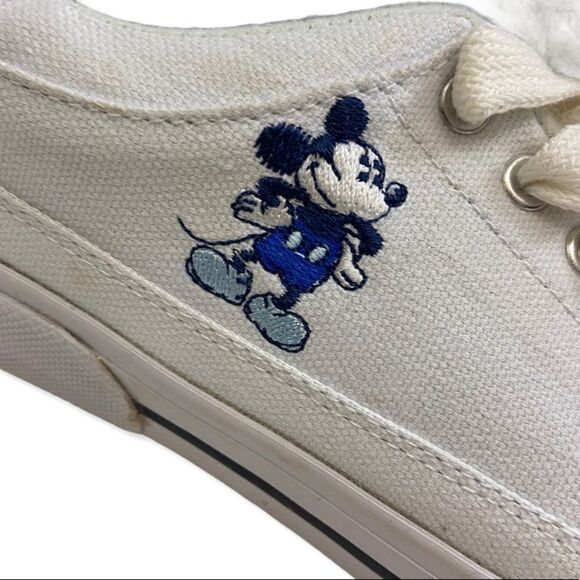 DISNEY Mickey Mouse White Canvas Lace Up Sneakers - Picture 9 of 12